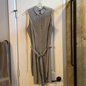 Banana Republic grey shirt dress with white pinstripe-size 14-never worn